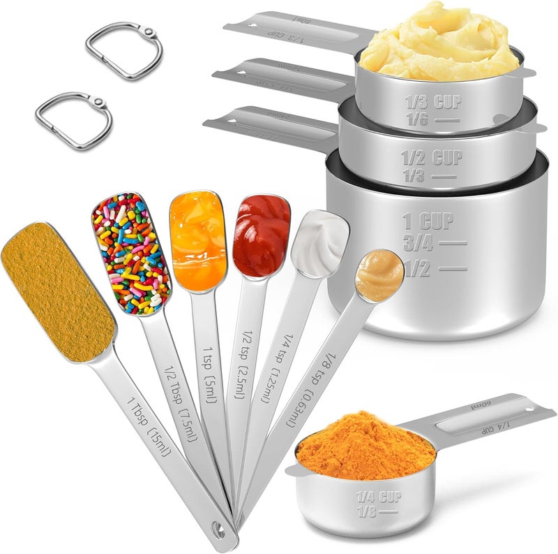 Minteem Stainless Steel Measuring Cups & Spoons Set for Cooking and Baking, Nesting Measuring Cups Measuring Spoons for Measuring Dry or Liquid Ingredients, Kitchen Gadgets, 10Pack - Image 1